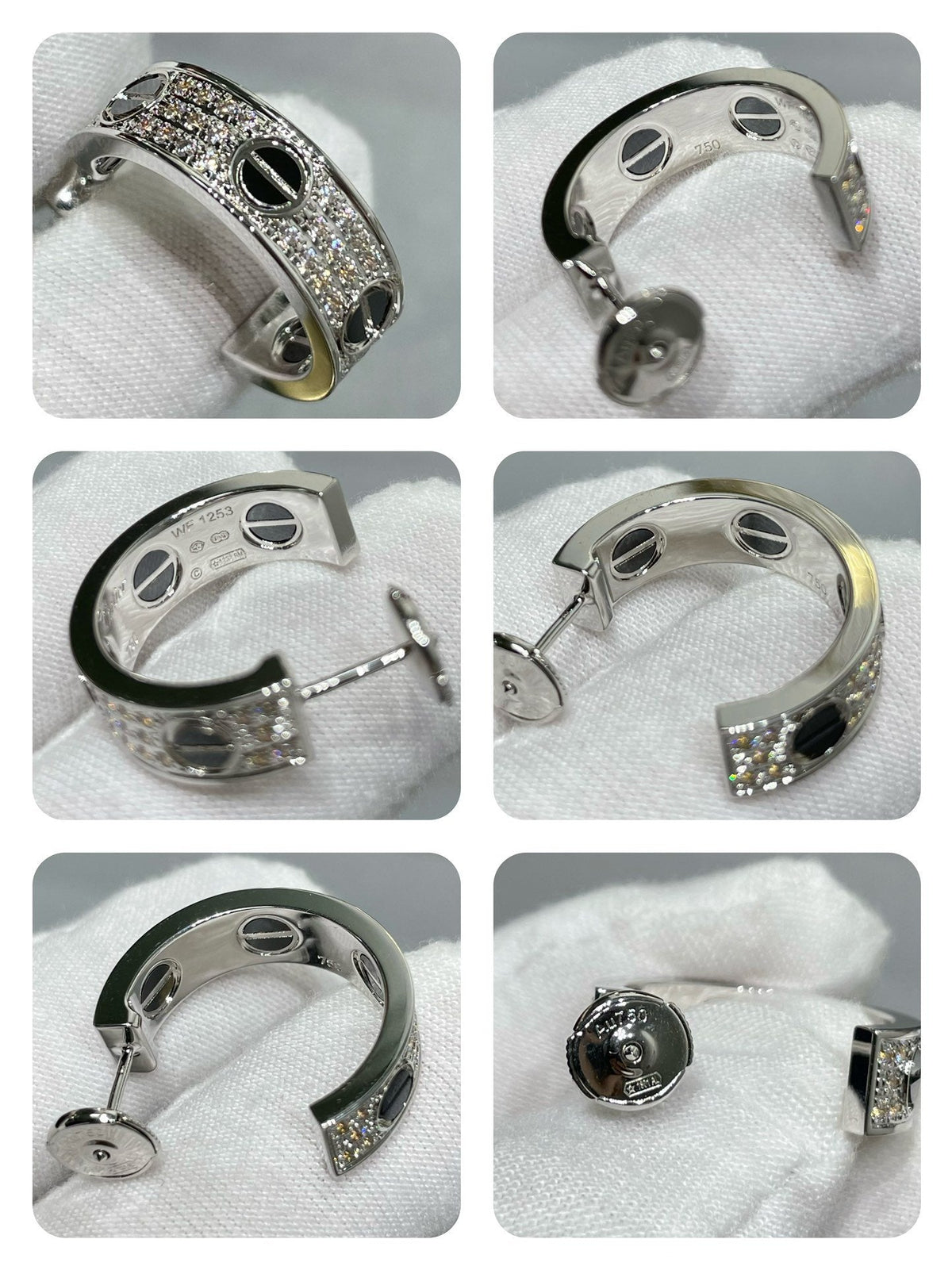 [⭐Maelin]LOVE CERAMIC DIAMOND PAVED SILVER EARRINGS