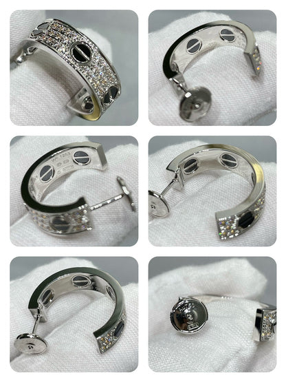 [⭐Maelin]LOVE CERAMIC DIAMOND PAVED SILVER EARRINGS