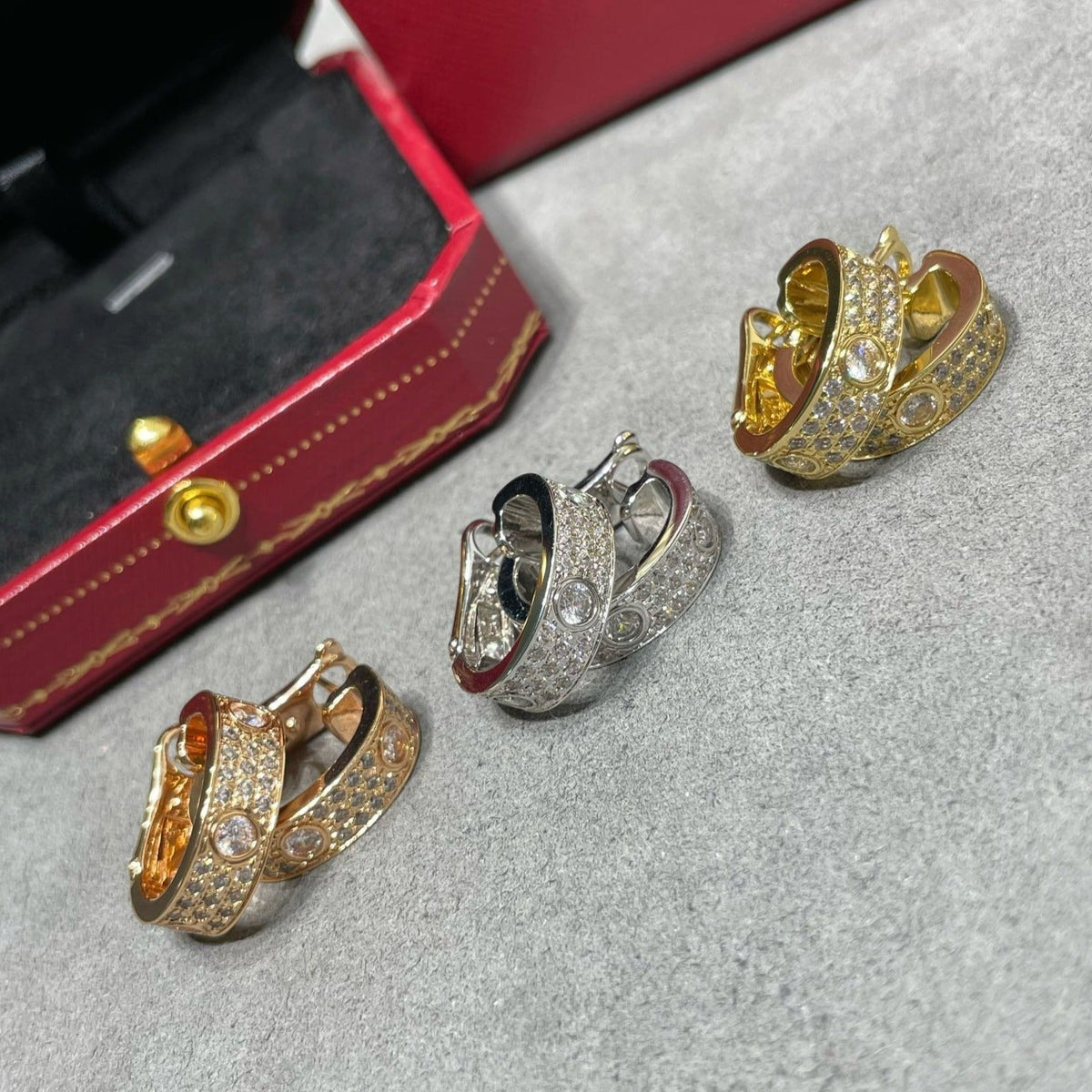 [⭐Maelin]LOVE 5.5MM DIAMOND PAVED EARRINGS