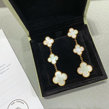 [⭐Maelin]CLOVER MOP 3 MOTIFS GOLD EARRINGS