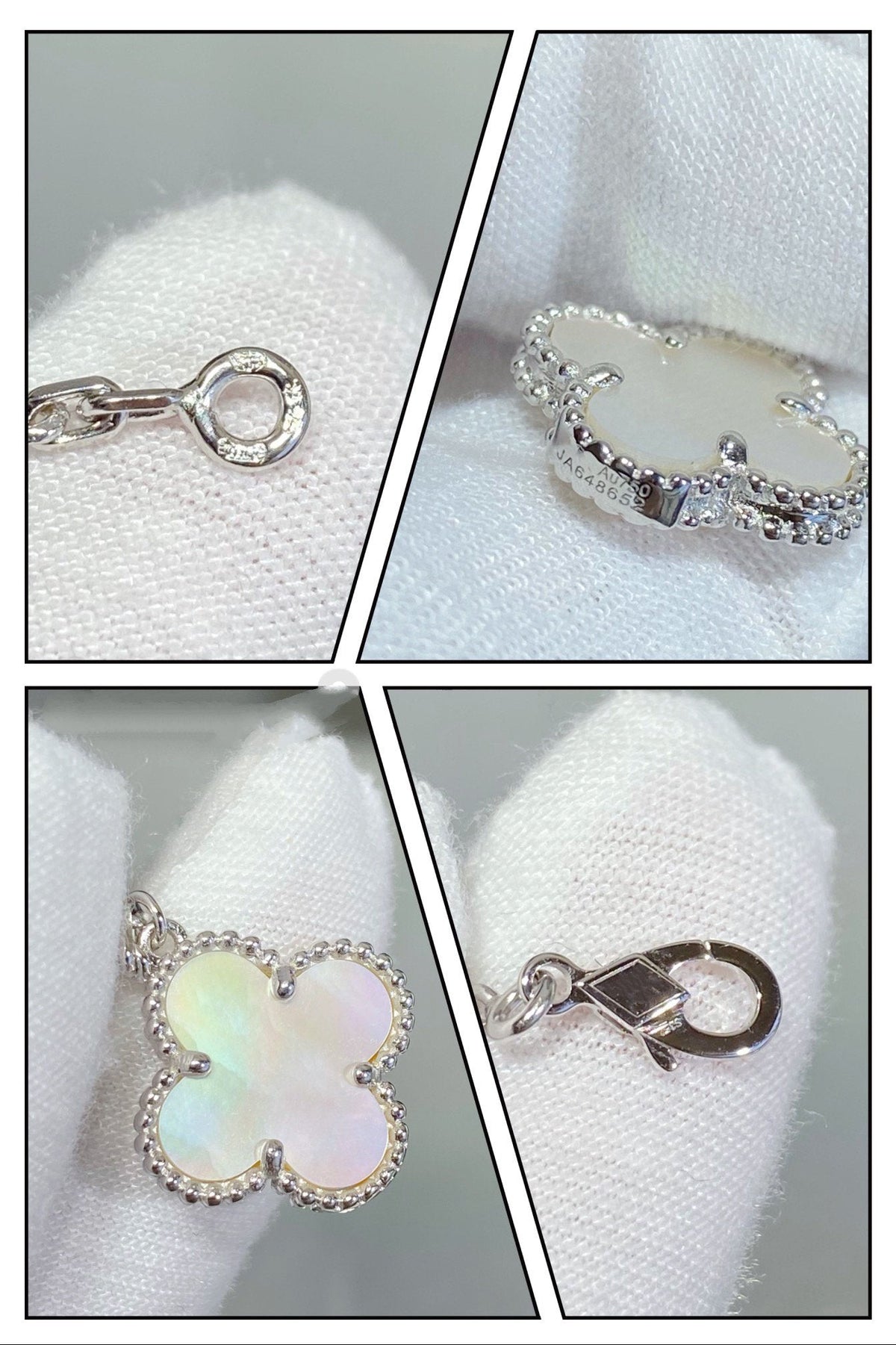 [⭐Maelin]CLOVER 5 MOTIF WHITE MOP SILVER BRACELET
