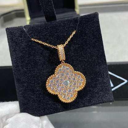 [⭐Maelin]CLOVER 25MM LARGE PEDANT DIAMOND PAVED LONG NECKLACE