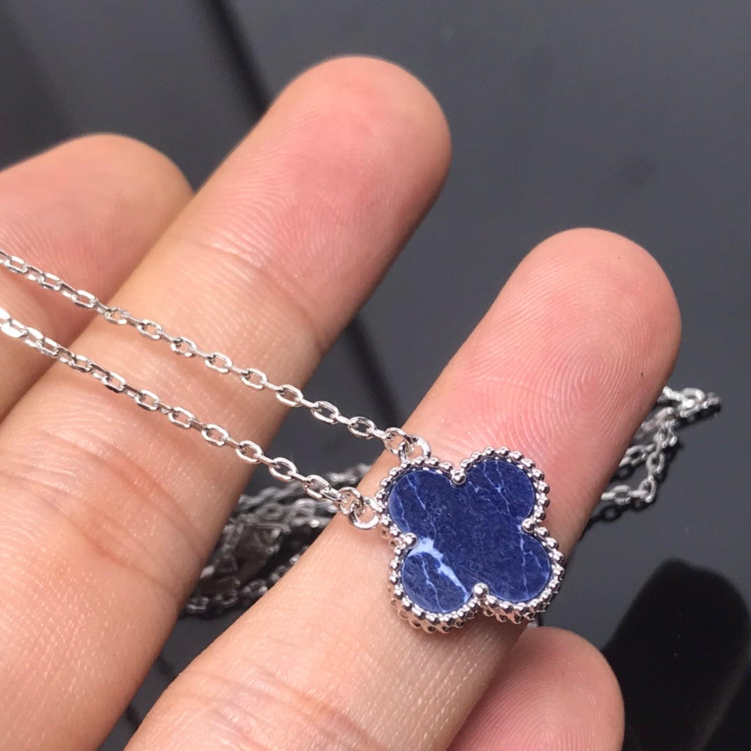 [⭐Maelin]CLOVER PIETERSITE SILVER LONG NECKLACE