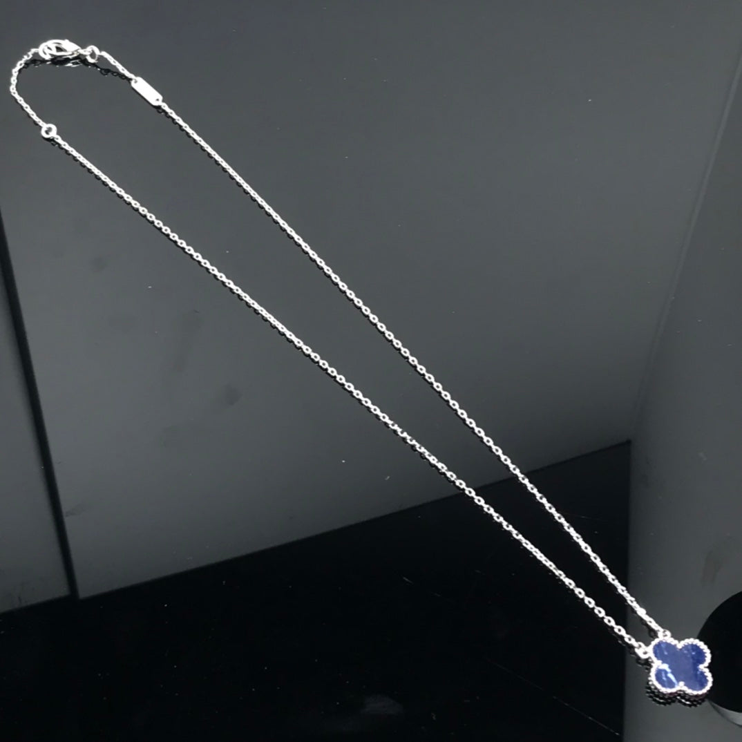 [⭐Maelin]CLOVER PIETERSITE SILVER LONG NECKLACE