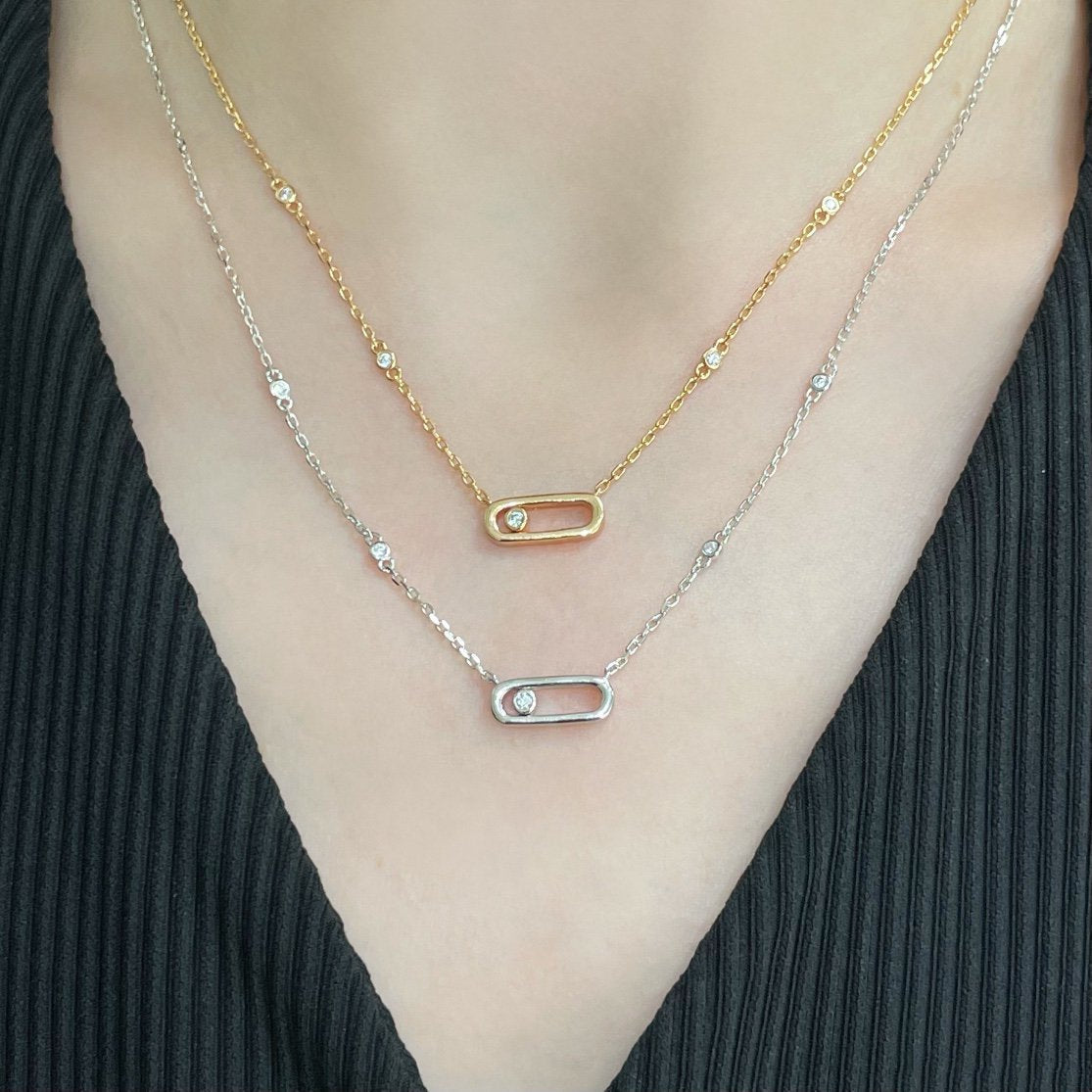[⭐Maelin]MOVE UNO DIAMOND NECKLACE