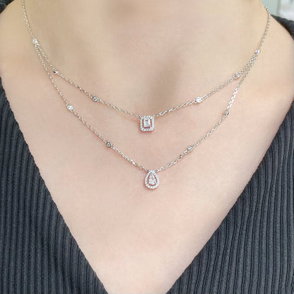 [⭐Maelin]MY TWIN 2 ROW DIAMOND NECKLACE