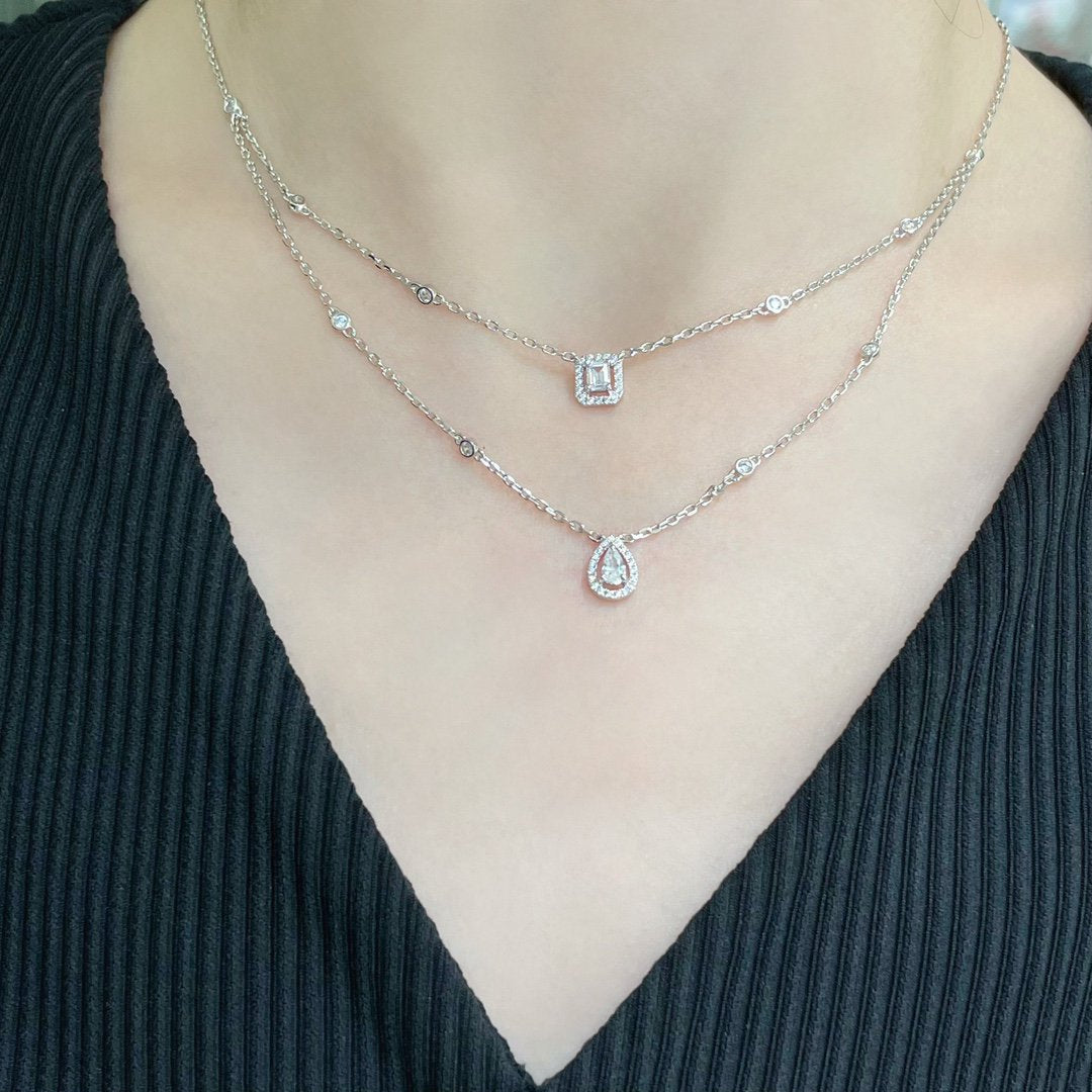[⭐Maelin]MY TWIN 2 ROW DIAMOND NECKLACE