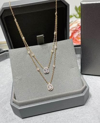 [⭐Maelin]MY TWIN 2 ROW DIAMOND NECKLACE
