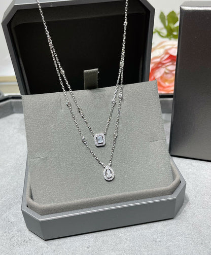 [⭐Maelin]MY TWIN 2 ROW DIAMOND NECKLACE