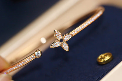 [⭐Maelin]IDYLLE PINK GOLD OPEN BRACELET DIAMOND PAVED