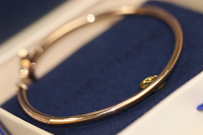 [⭐Maelin]IDYLLE PINK GOLD OPEN BRACELET DIAMOND PAVED