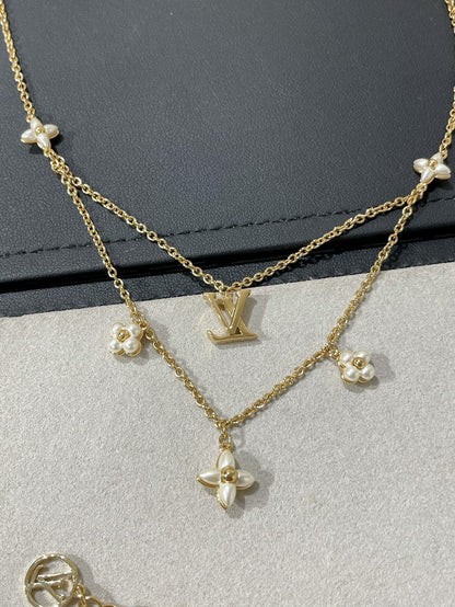 [⭐Maelin]FLOWERGRAM GOLD MOP DOUBLE ROW NECKLACE