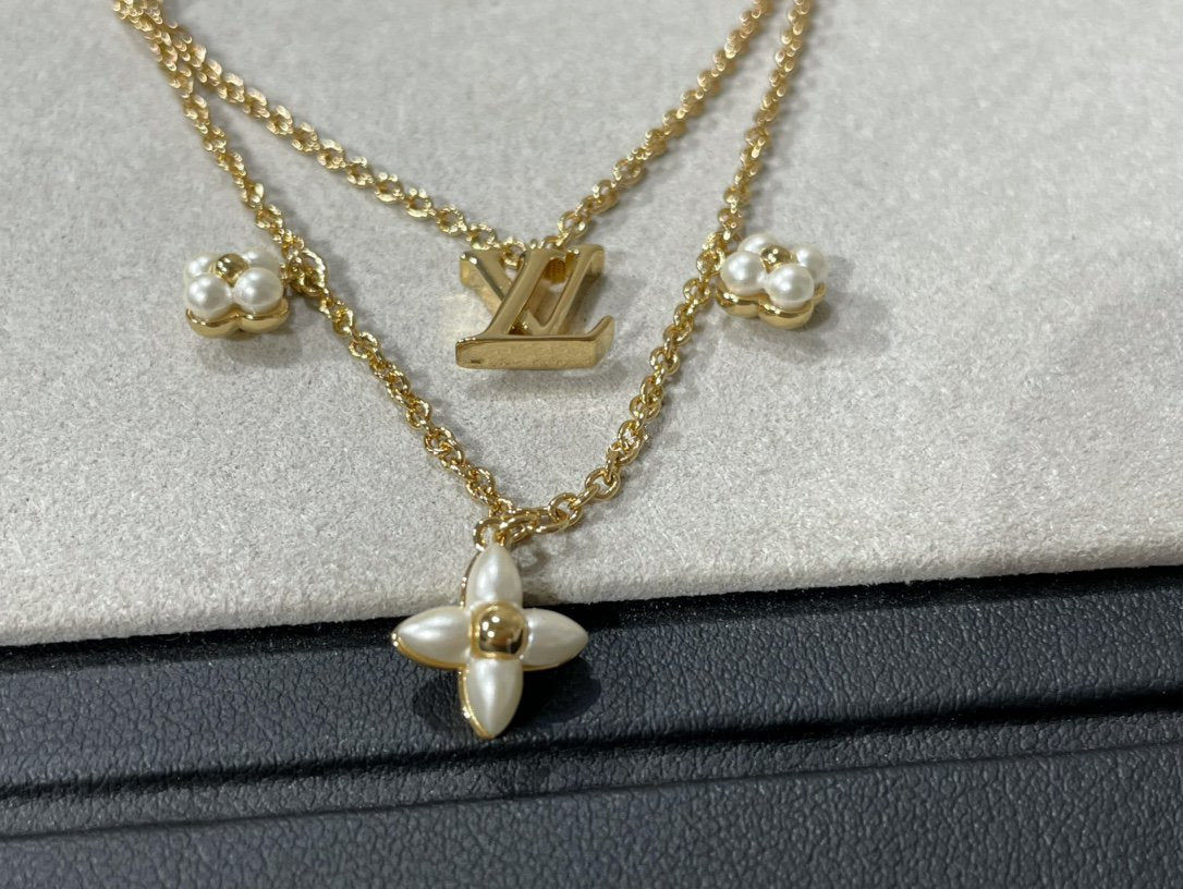 [⭐Maelin]FLOWERGRAM GOLD MOP DOUBLE ROW NECKLACE