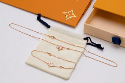 [⭐Maelin]STAR PINK MOP 1 DIAMOND PINK GOLD NECKLACE