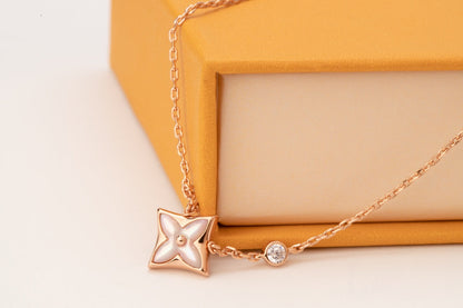 [⭐Maelin]STAR PINK MOP 1 DIAMOND PINK GOLD NECKLACE