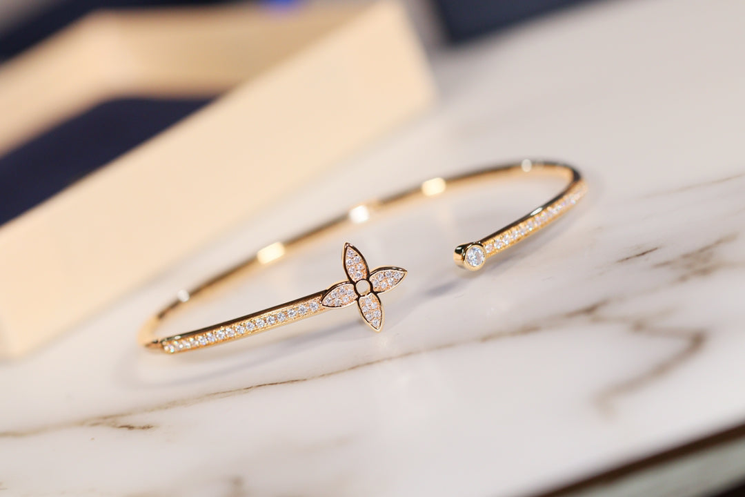 [⭐Maelin]IDYLLE GOLD OPEN BRACELET DIAMOND PAVED