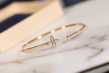 [⭐Maelin]IDYLLE GOLD OPEN BRACELET DIAMOND PAVED