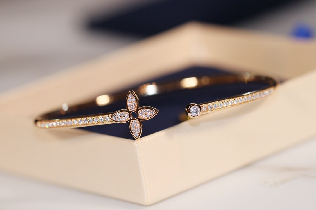[⭐Maelin]IDYLLE GOLD OPEN BRACELET DIAMOND PAVED