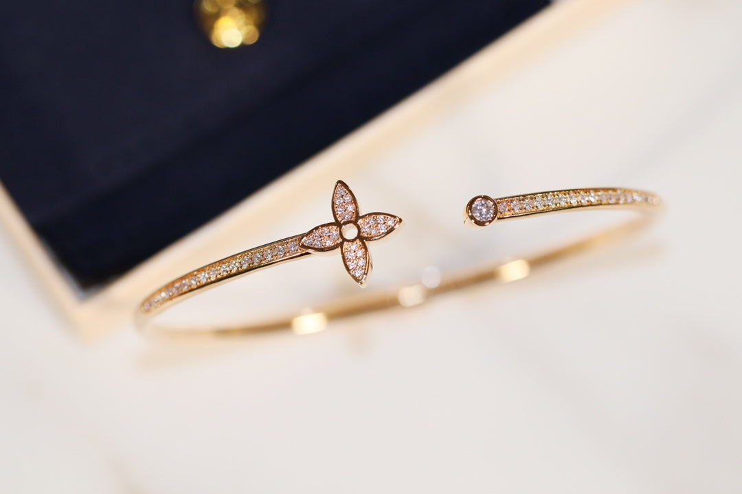 [⭐Maelin]IDYLLE GOLD OPEN BRACELET DIAMOND PAVED