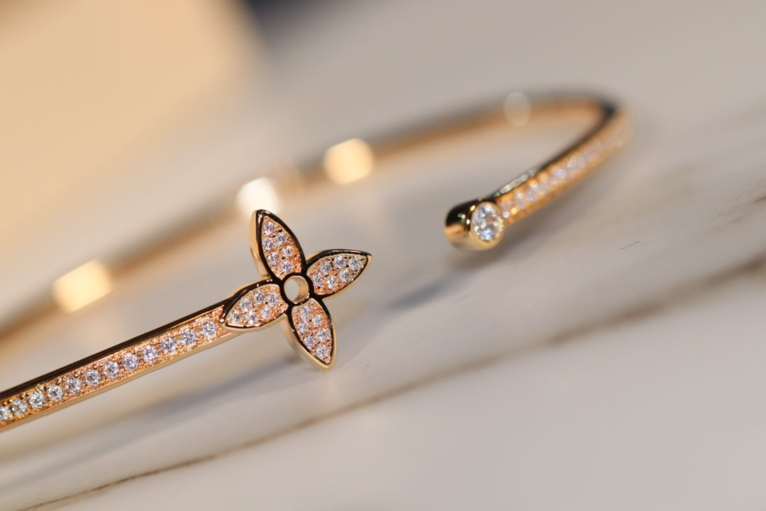 [⭐Maelin]IDYLLE GOLD OPEN BRACELET DIAMOND PAVED