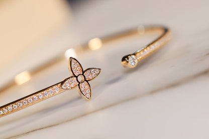 [⭐Maelin]IDYLLE GOLD OPEN BRACELET DIAMOND PAVED