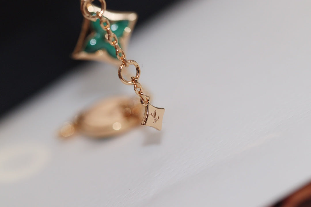 [⭐Maelin]STAR AND SUN 4 MOTIF PINK GOLD MALACHITE BRACELET