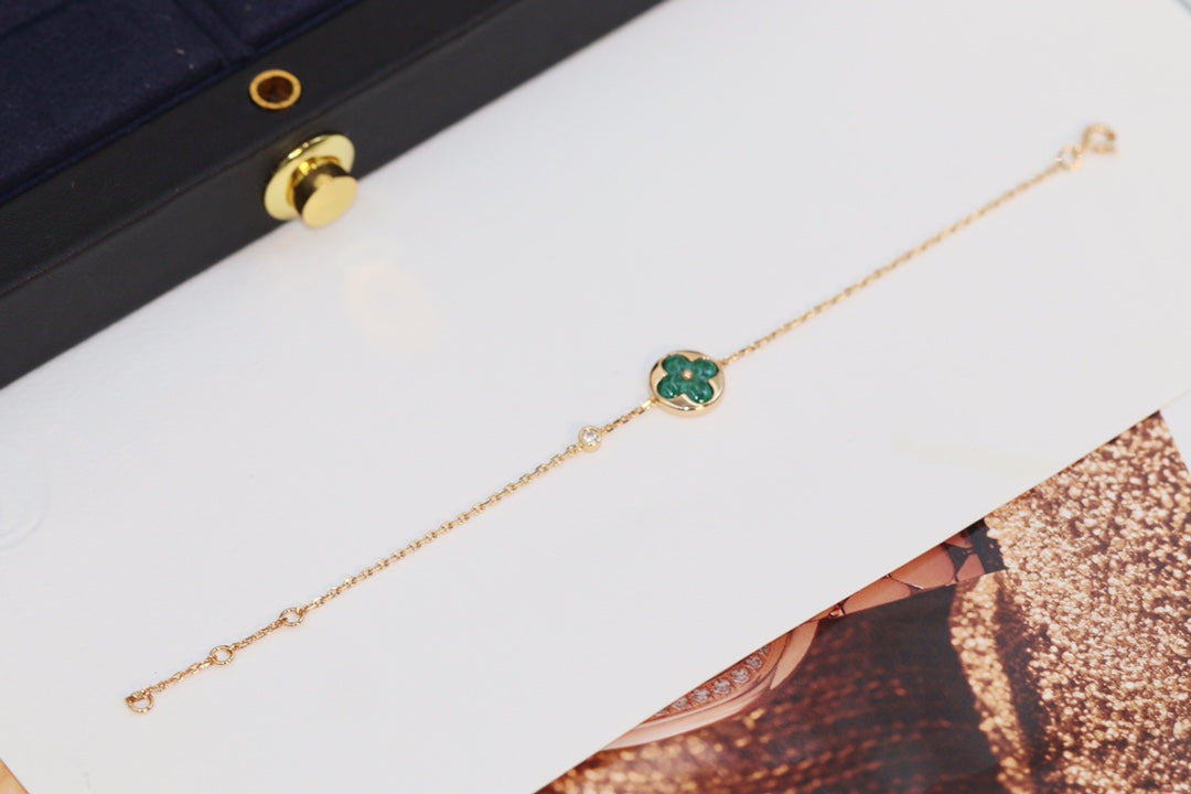 [⭐Maelin]STAR AND SUN 4 MOTIF PINK GOLD MALACHITE BRACELET