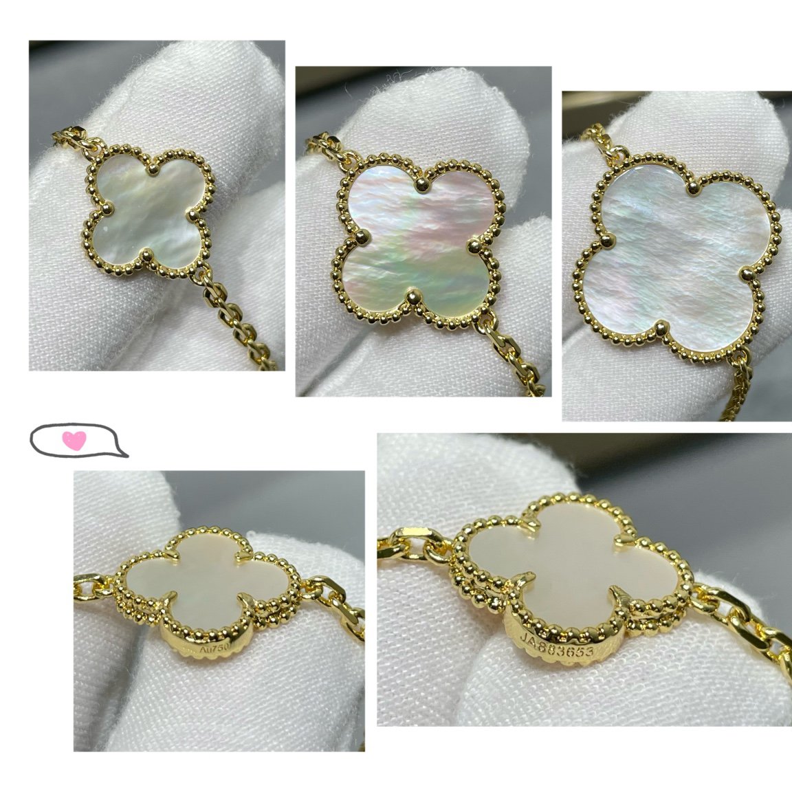 [⭐Maelin]CLOVER 16 MOTIF WHITE MOP GOLD NECKLACE