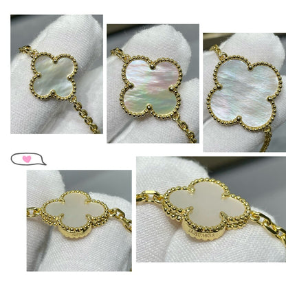 [⭐Maelin]CLOVER 16 MOTIF WHITE MOP GOLD NECKLACE