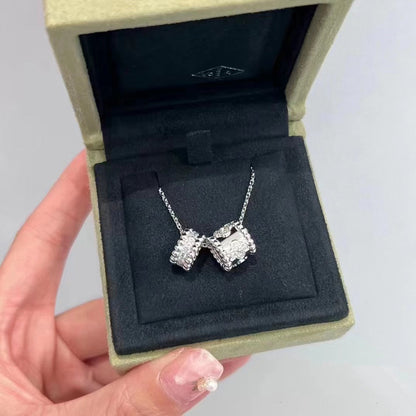 [⭐Maelin]PERLEE DOUBLE PENDANT SILVER DIAMOND NECKLACE
