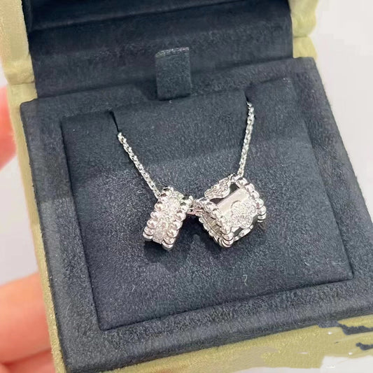 [⭐Maelin]PERLEE DOUBLE PENDANT SILVER DIAMOND NECKLACE
