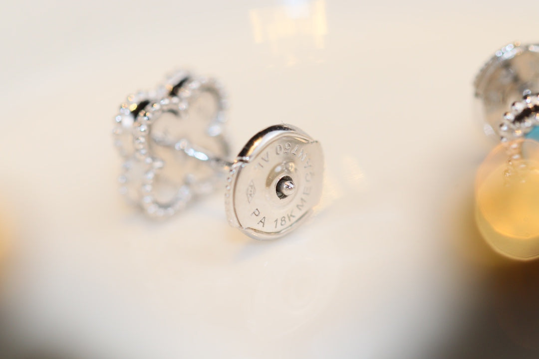 [⭐Maelin]CLOVER MINI TURQUOISE SILVER STUD EARRINGS