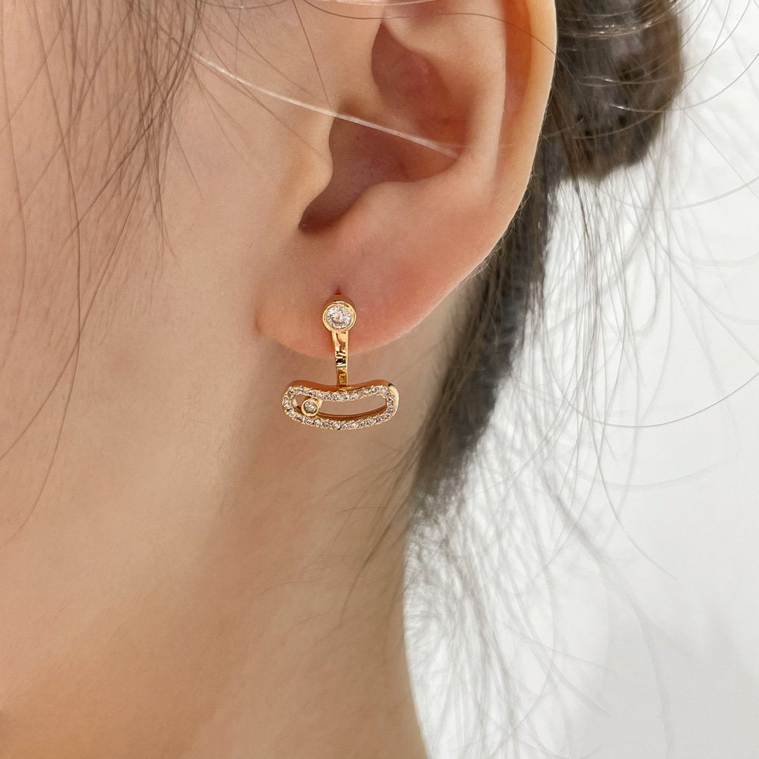 [⭐Maelin]MOVE UNO PINK GOLD DIAMOND EARRINGS