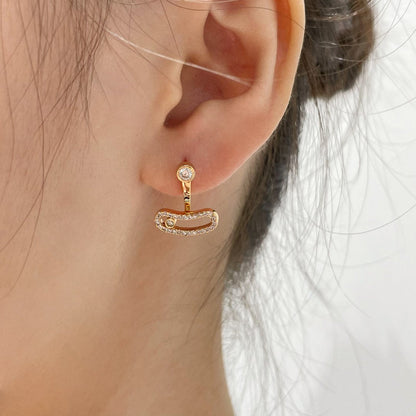 [⭐Maelin]MOVE UNO PINK GOLD DIAMOND EARRINGS