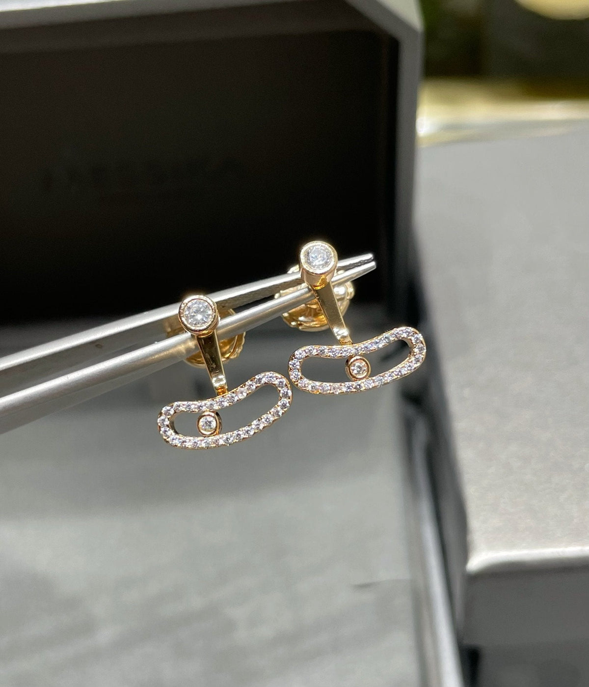 [⭐Maelin]MOVE UNO PINK GOLD DIAMOND EARRINGS