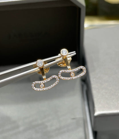 [⭐Maelin]MOVE UNO PINK GOLD DIAMOND EARRINGS