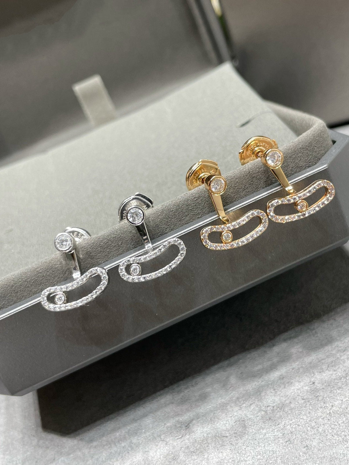 [⭐Maelin]MOVE UNO PINK GOLD DIAMOND EARRINGS