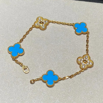 [⭐Maelin] CLOVER 5 MOTIF BLUE AGATE BRACELET COLLECTION