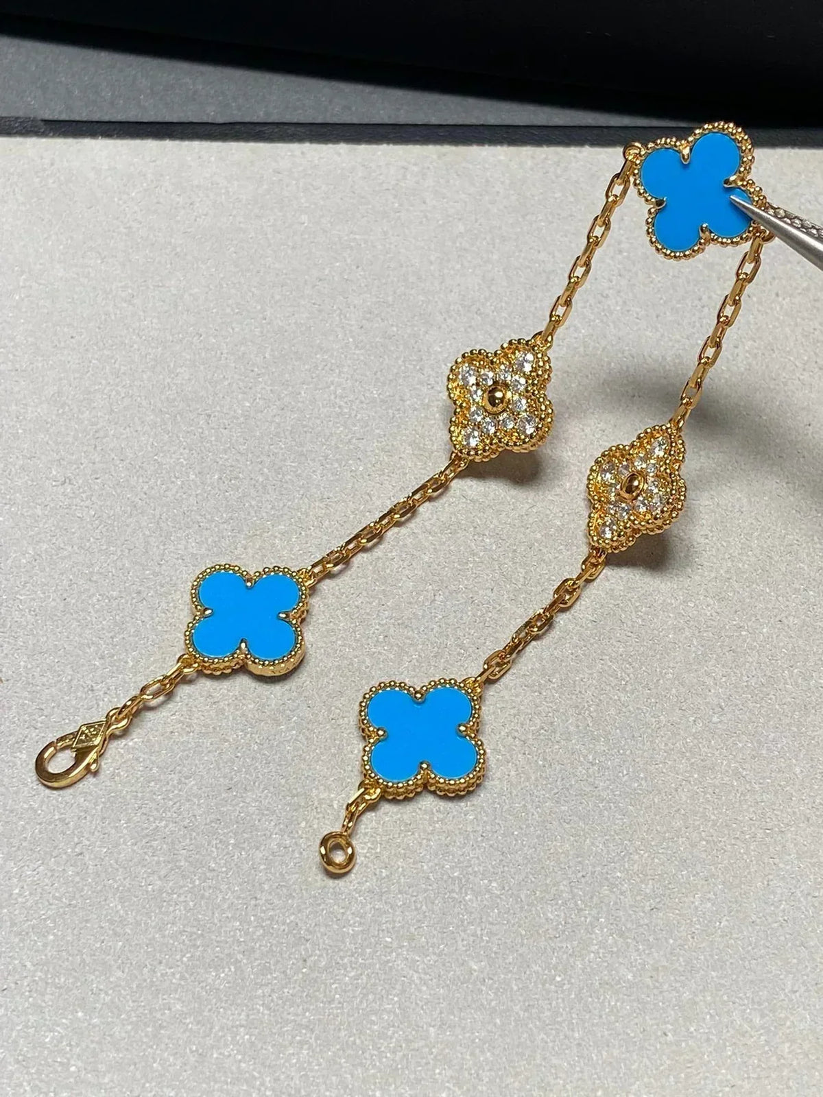[⭐Maelin] CLOVER 5 MOTIF BLUE AGATE BRACELET COLLECTION