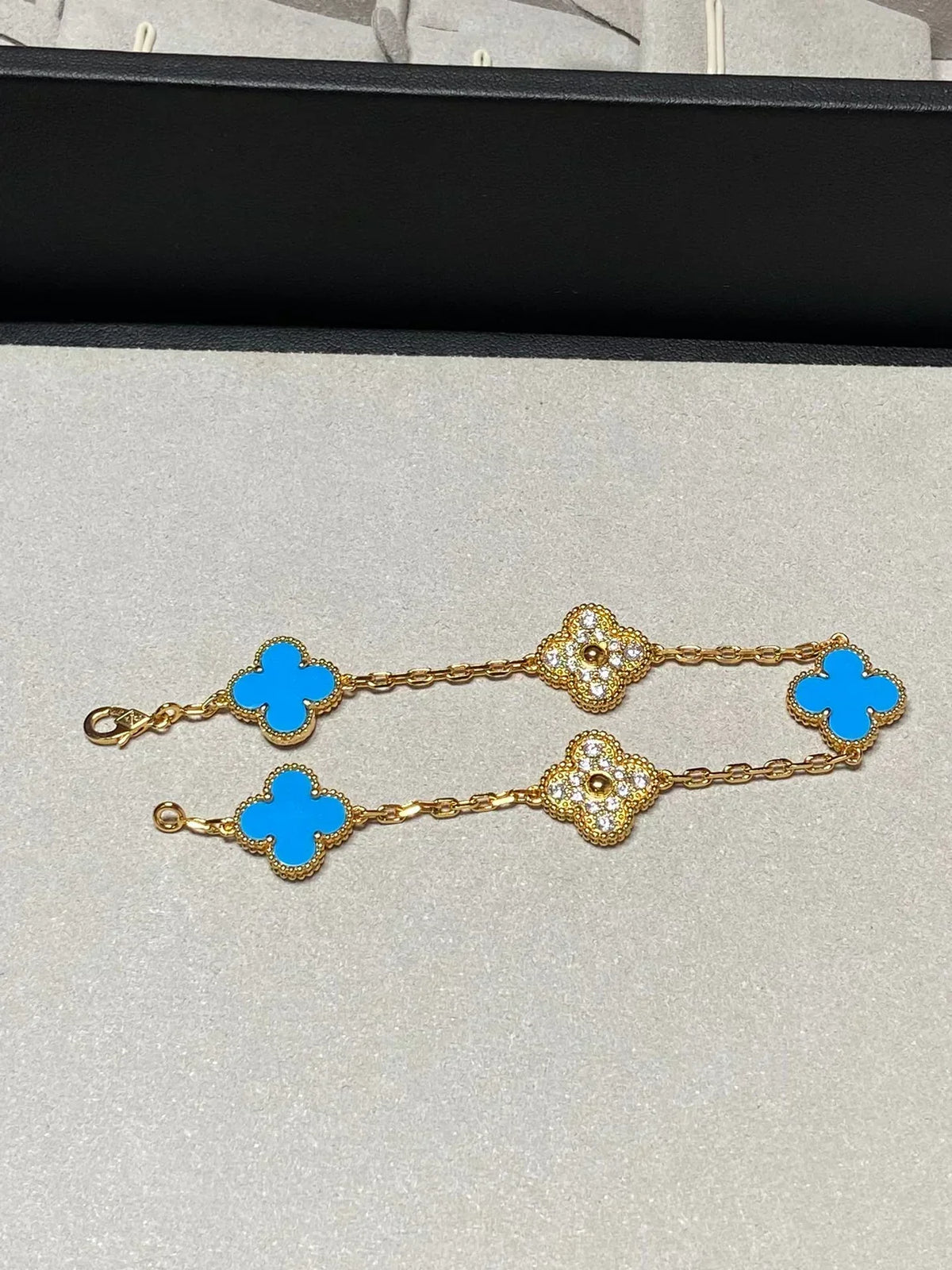 [⭐Maelin] CLOVER 5 MOTIF BLUE AGATE BRACELET COLLECTION