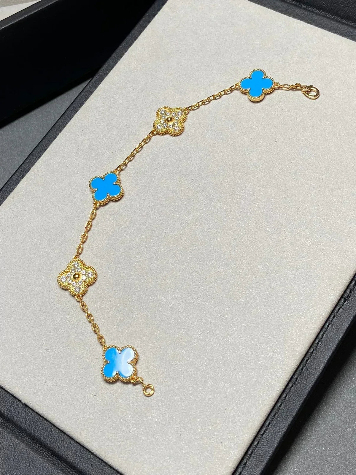 [⭐Maelin] CLOVER 5 MOTIF BLUE AGATE BRACELET COLLECTION