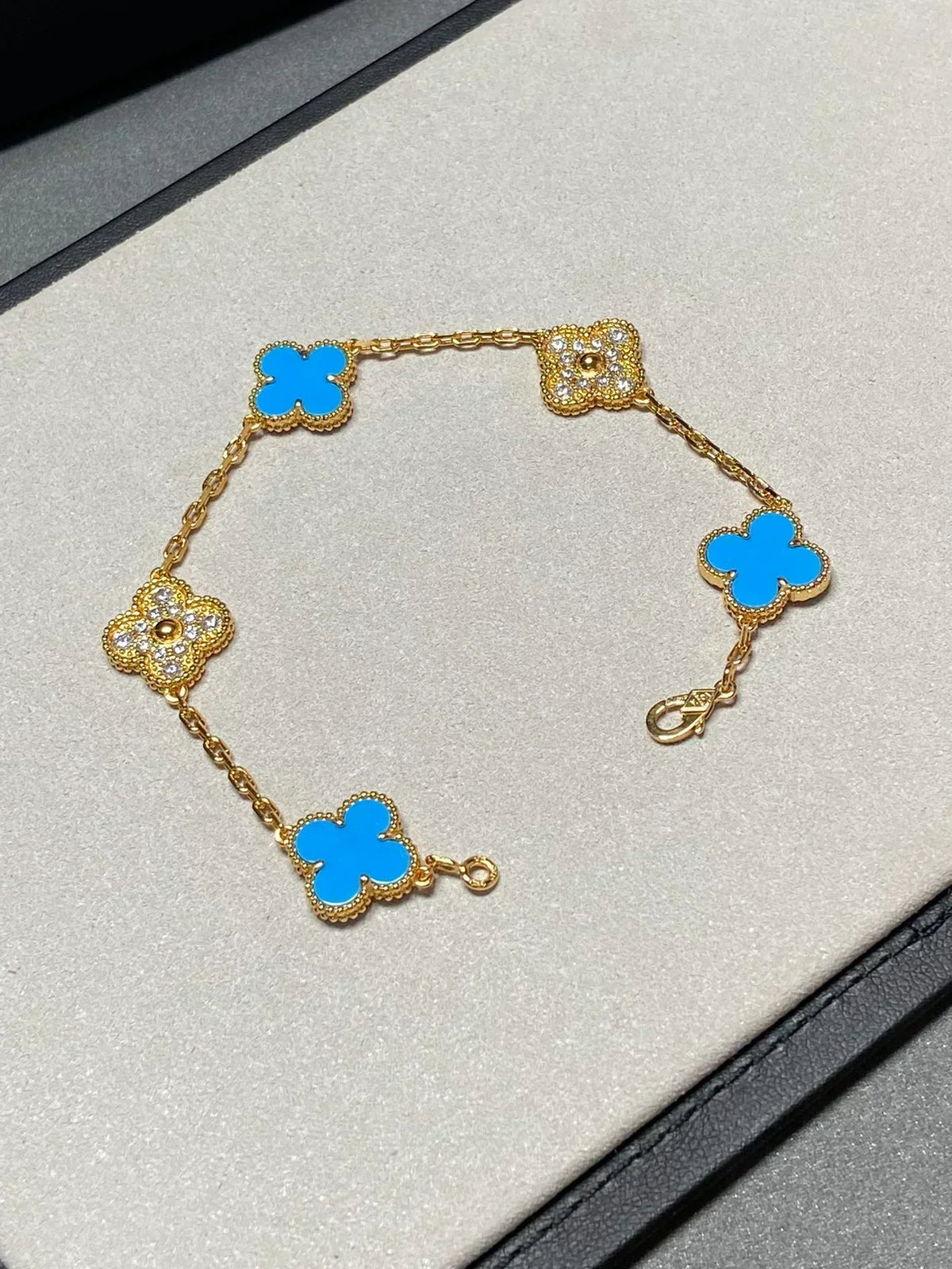 [⭐Maelin] CLOVER 5 MOTIF BLUE AGATE BRACELET COLLECTION