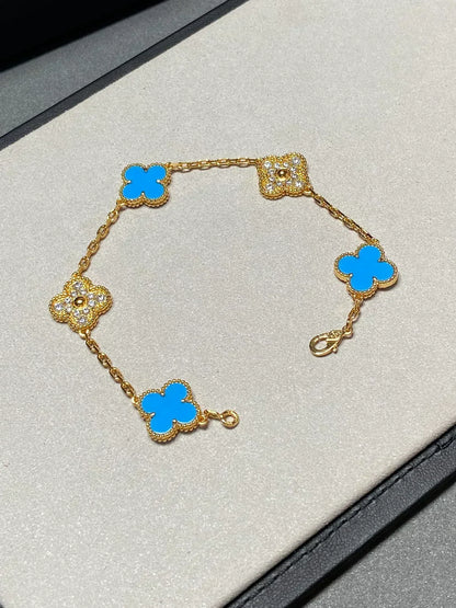 [⭐Maelin] CLOVER 5 MOTIF BLUE AGATE BRACELET COLLECTION