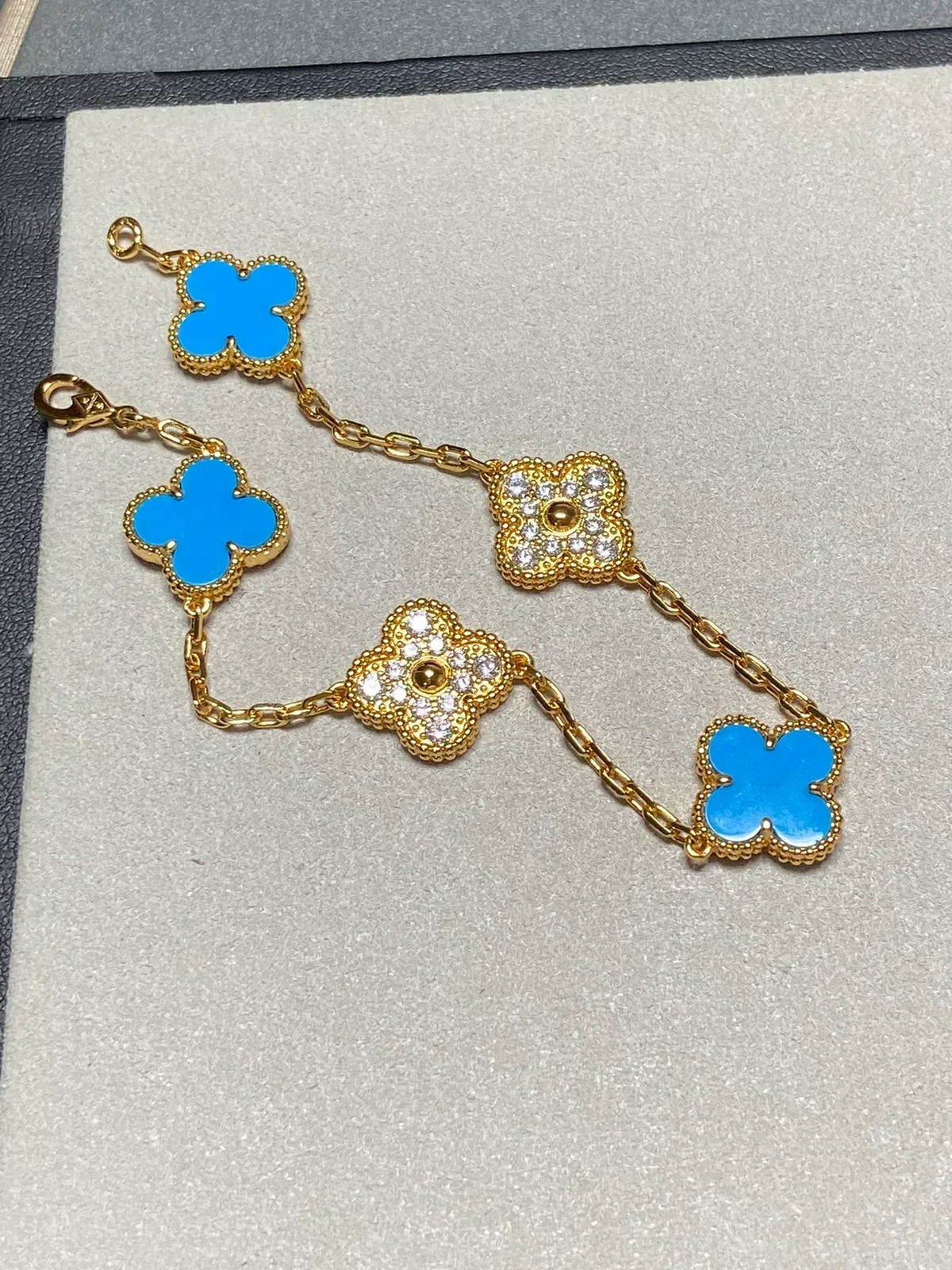 [⭐Maelin] CLOVER 5 MOTIF BLUE AGATE BRACELET COLLECTION