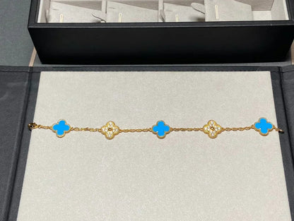 [⭐Maelin] CLOVER 5 MOTIF BLUE AGATE BRACELET COLLECTION