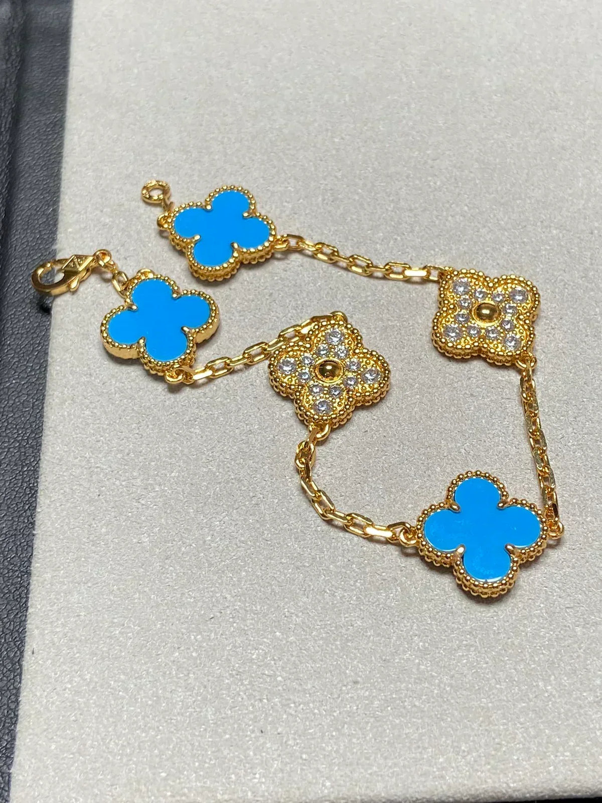[⭐Maelin] CLOVER 5 MOTIF BLUE AGATE BRACELET COLLECTION