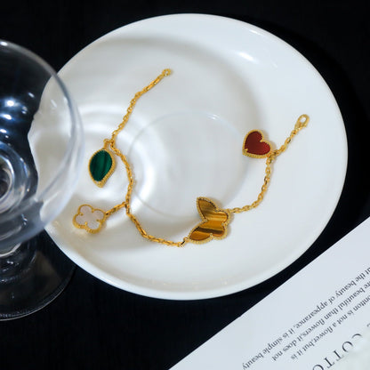 [⭐Maelin]LUCKY SPRING 5 MOTIF GOLD BRACELET