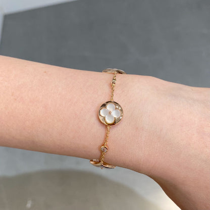 [⭐Maelin]STAR AND SUN 4 MOTIF WHITE MOP PINK GOLD BRACELET