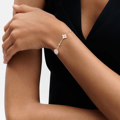 [⭐Maelin]STAR AND SUN 4 MOTIF WHITE MOP PINK GOLD BRACELET