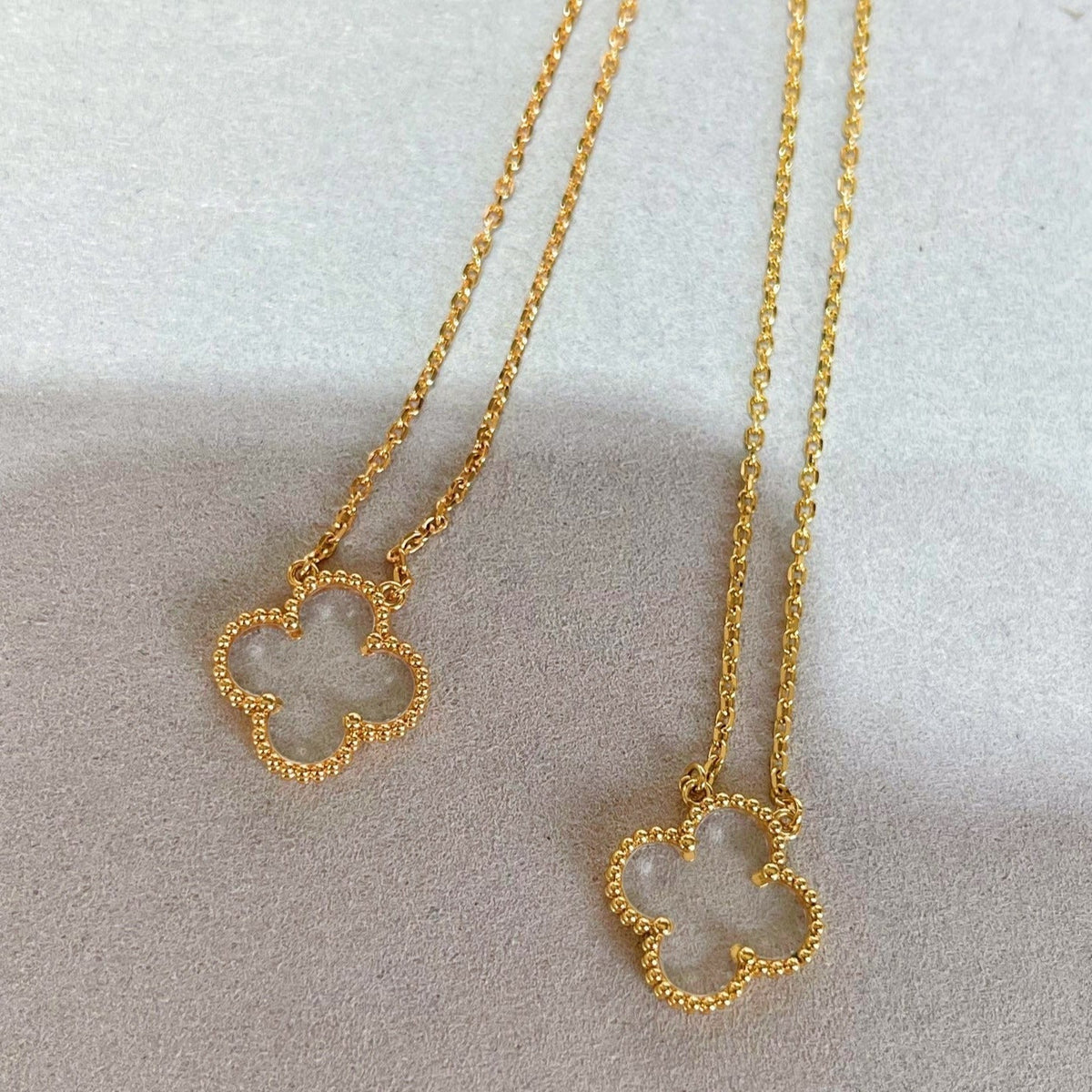 [⭐Maelin]CLOVER ROCK CRYSTAL ROSE GOLD NECKLACE